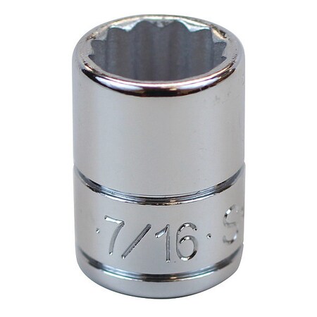 Sk Professional Tools 1/4 in Drive, 7/16" SAE, Socket, 12 Points, Steel, Chrome, 7/16 in 43914