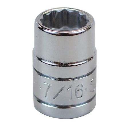 Sk Professional Tools 3/8 " Drive, 7/16" SAE, Socket, 12 Points, Chrome, 7/16 in 45214