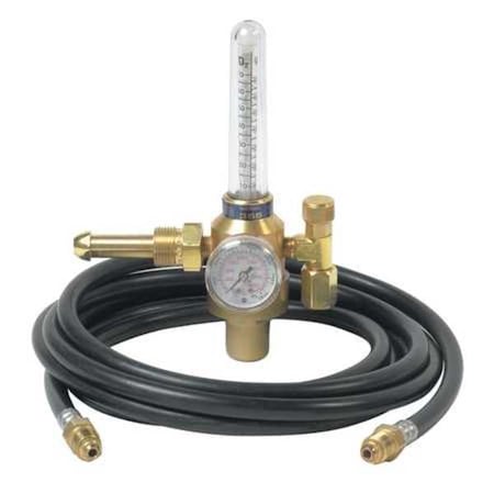 Harris Flowmeter Regulator and Hose Kit, Argon, Carbon Dioxide, 0.965"-14 Inlet, 5/8"-18 Outlet 3100211