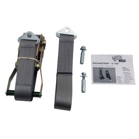 Quakehold! Ratchet Strap, 180 In, Gray RF.R180.G.1