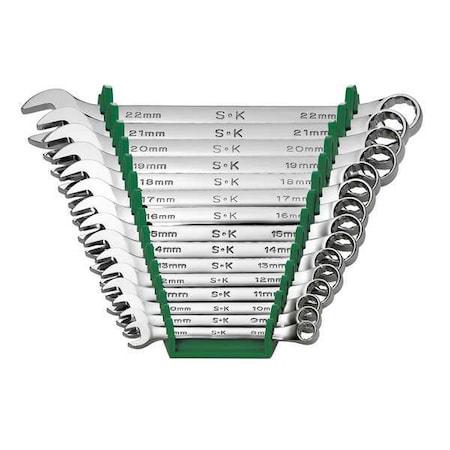 Sk Professional Tools Combo Wrench Set, Full Polish, 8-22mm, 15Pc 86265