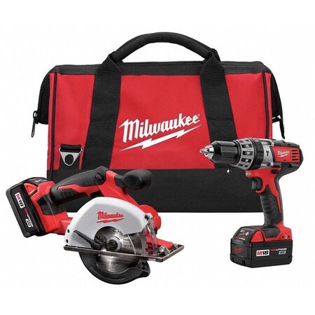 Milwaukee Tool M18™ 18V 2-Tool Cordless Combo Kit - 1/2" Hammer Drill/Driver & 5-3/8" Circular Metal Saw (2 3.0Ah Batteries + Soft Case Bundle) 2698-22