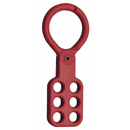 Zing Lockout Hasp, Red, Recycled Plastic, 6 Max. No. of Padlocks, 3/8 in Max. Shackle Dia. 7109
