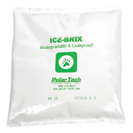 Polar Tech Industries Ice-Brix Poly Pouch, Reuseable, Biodegradable, Leakproof, 12 oz., PK12 BD 12