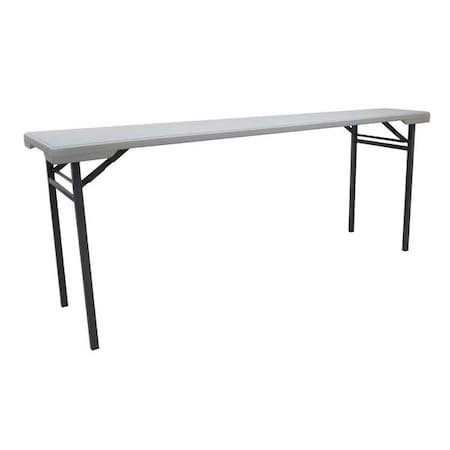 Zoro Select Rectangle Folding Table, 20 in W, 71 in L, 29 in H, Blow Molded Polyethylene Top, White 12F614