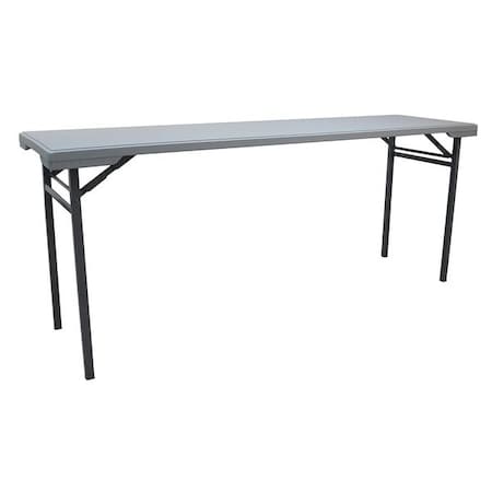 Zoro Select Rectangle Folding Table, 20 in W, 71 in L, 29 in H, Blow Molded Polyethylene Top, Gray 12F615
