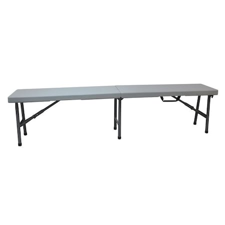 Zoro Select Bench, Center Folding, Blow Molded, Gray 12F619