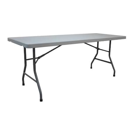 Zoro Select Rectangle Folding Table, 30" W, 72" L, 29" H, Blow Molded Polyethylene Top, Gray 12F625