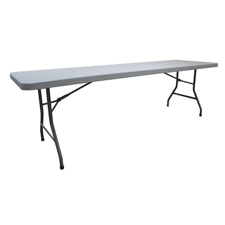 Zoro Select Rectangle Folding Table, 30" W, 96" L, 29" H, Blow Molded Polyethylene Top, Gray 12F626