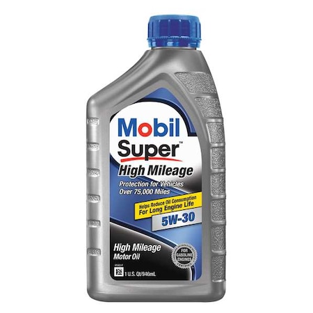 Mobil Mobil Super High Mileage, 5W-30, Conventional, 1 Qt. 124393