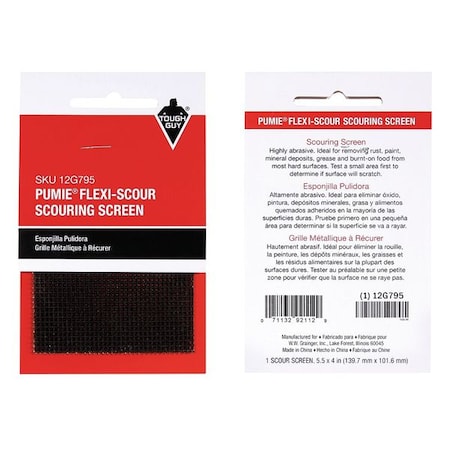 Tough Guy Scouring Screen, Gray, 5-1/2" L, 4" W 12G795
