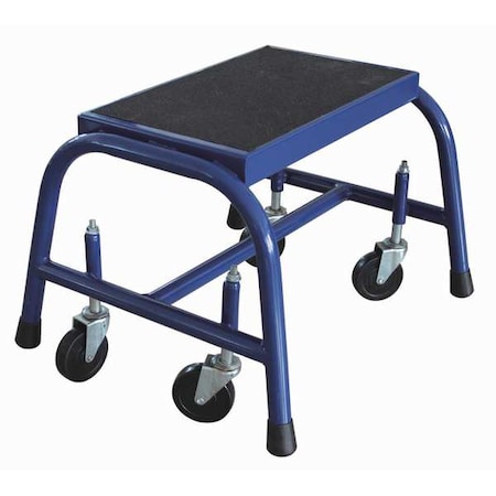 Zoro Select Rolling Platform, 1 Steps, 300 lb Load Capacity, 13 in Overall Height, Steel, Blue 12M638