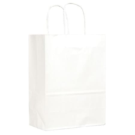 Zoro Select Missy White Shopping Bag Flat Bottom, Twist Handle, Pk250 84641