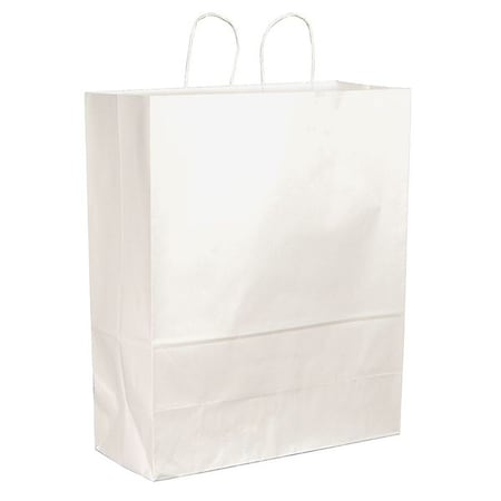 Zoro Select Shopping Bag Flat Bottom, Cargo White, Paper Twist Handles, Pk200 86787