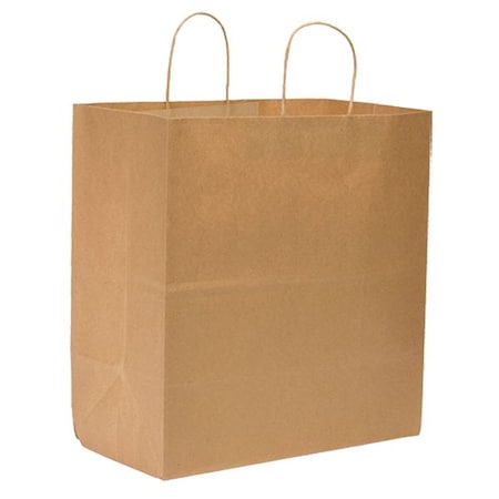 Zoro Select Super Royal Brown Shopping Bag Flat Bottom, Twist Handles, Pk200 87145