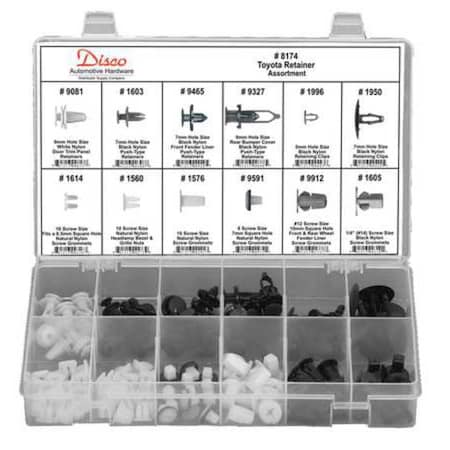 Zoro Select Toyota Retainer Assortment, 146 Pc 8174