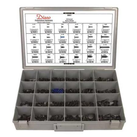 Zoro Select Universal Shield Retainer Asst, 336 Pc 8601