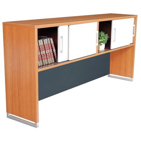 Regency 4-Sliding Door Hutch, Series OneDesk, Wood Laminate Amber/Gray ONHDK7133AM