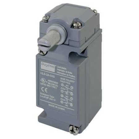 Dayton Heavy Duty Limit Switch, No Lever, Rotary, DPDT, 10A at 600V AC, Actuator Location: Side 12T887