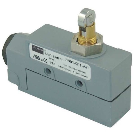 Dayton Limit Switch, Cross Roller, Plunger, SPDT, 15A at 480V AC, Actuator Location: Top 12T908