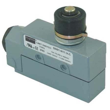 Dayton Limit Switch, Plunger, SPDT, 15A at 480V AC, Actuator Location: Top 12T910