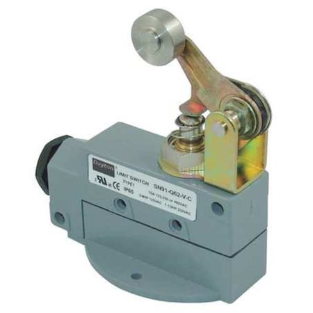 Dayton Limit Switch, Plunger, Roller Lever, SPDT, 15A at 480V AC, Actuator Location: Top 12T928