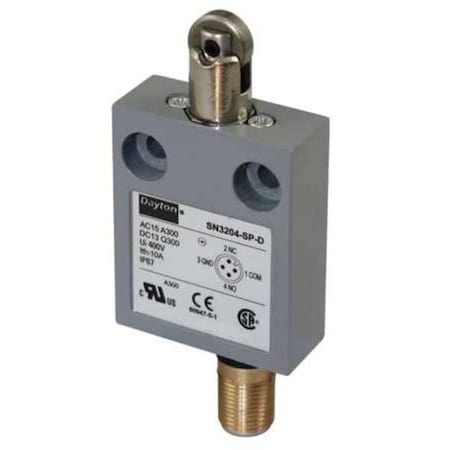 Dayton Limit Switch, Plunger, Roller, SPDT, 10A at 300V AC, Actuator Location: Top 12T941