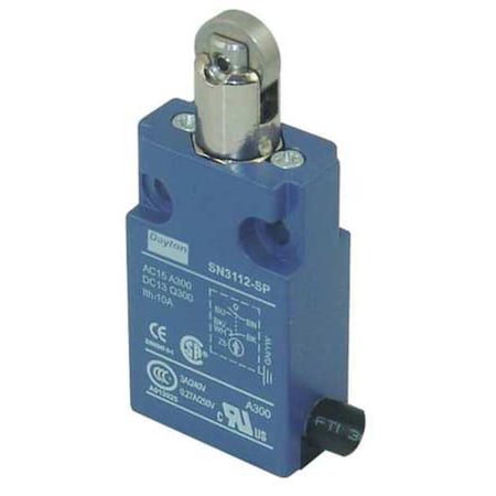 Dayton Limit Switch, Plunger, Roller, SPDT, 10A at 300V AC, Actuator Location: Top 12T955