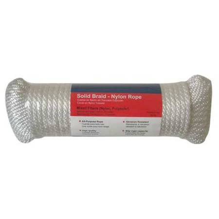 Zoro Select Rope, Nylon, Braided, 5/16 In. dia., 100ft L 12U276