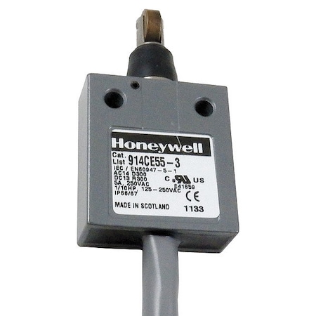 Honeywell Limit Switch, Cross Roller, Plunger, 1NC/1NO, 5A @ 240V AC 914CE55-3