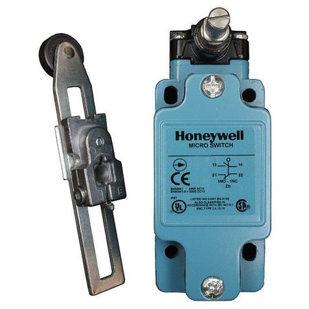 HONEYWELL Limit Switch, Roller Lever, Rotary, 1NC/1NO, 10A @ 600V AC, Actuator Location: Side GLAA01A2A