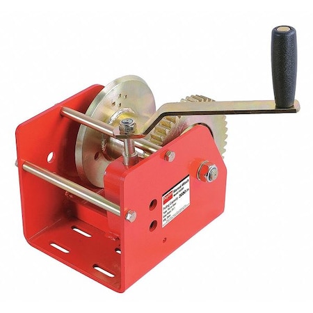 Dayton Hand Winch, Worm Gear, No Brake, 3000 lb. 12U381
