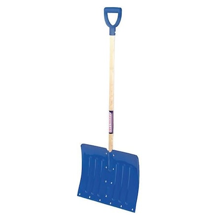 Zoro Select Snow Shovel, 18 in W x Aluminum Blade, 36 in L Wood Handle 12U487