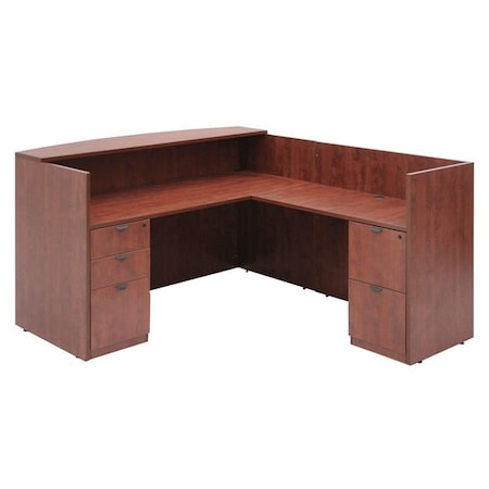 Regency Reception Desk, 82" X 71" X 42", Cherry, Melamine Laminate LRDRT2FPCH