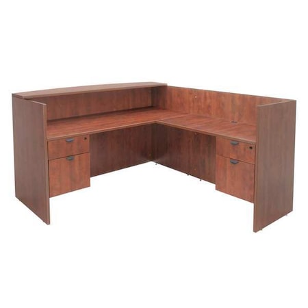 Regency Reception Desk, 82" X 71" X 42", Cherry, Melamine Laminate LRDRT2BFCH