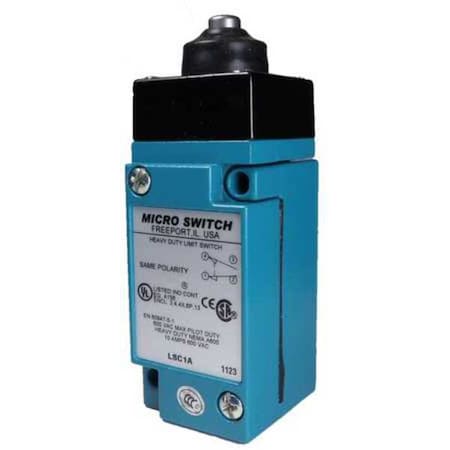 Honeywell Heavy Duty Limit Switch, Plunger, 1NC/1NO, 10A at 600V AC, Actuator Location: Top LSC1A