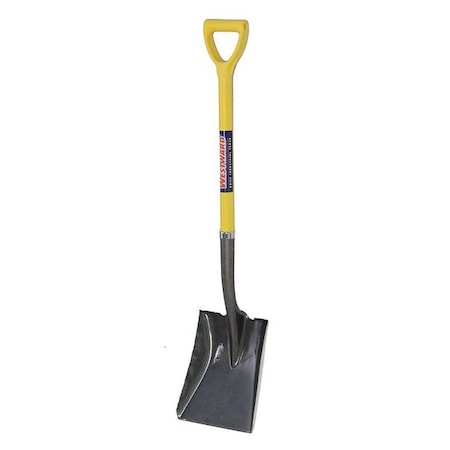 Westward Square Point Shovel, 14 ga Not Applicable Blade, Steel Blade, Standard Step, 27 in L Yellow 12V171