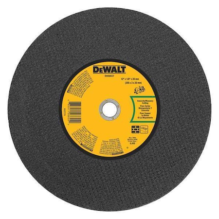 Dewalt Masonry Port Cut-Off Wheel, 12x1/8x20mm DWA8037