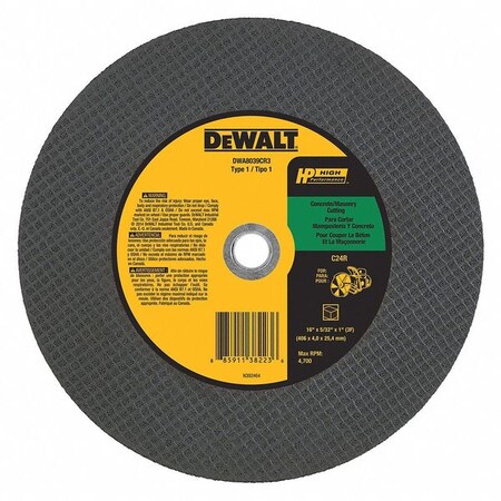Dewalt 16" X 5/32" X 1" (3F) Silicon Carbide C24R High Speed Cutting Wheel DWA8039CR3