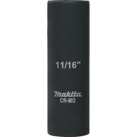 Makita 1/2" Drive Impact Socket Black Oxide Coated, Deep Well, 11/16", 1/2" D A-96285