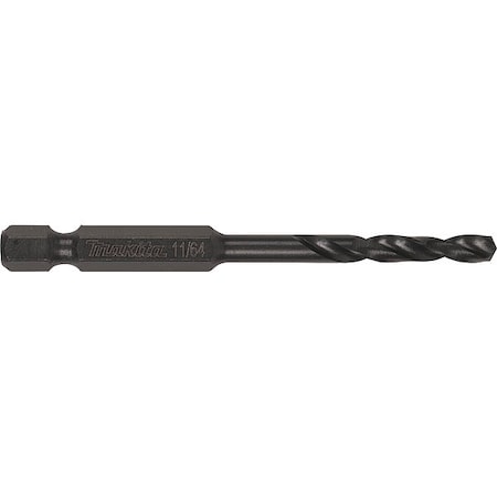 MAKITA Drill Bit, Black Oxide, 11/64", 1/4" Hex A-97776