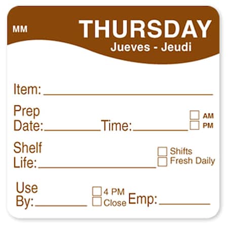 Daymark Food Safety Label, Black/White, 2 in H IT120156-7-SUN