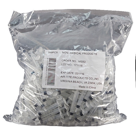 Air-Tite Syringe, Bulk, 3mL Luer Slip, PK350 MSB3