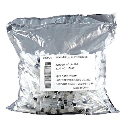Air-Tite Syringe, Bulk, 5mL Luer Slip, PK200 MSB5