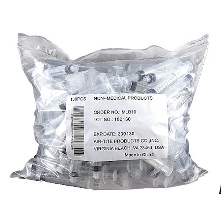 Air-Tite Syringe, Bulk, 10mL Luer Slip, PK130 MSB10