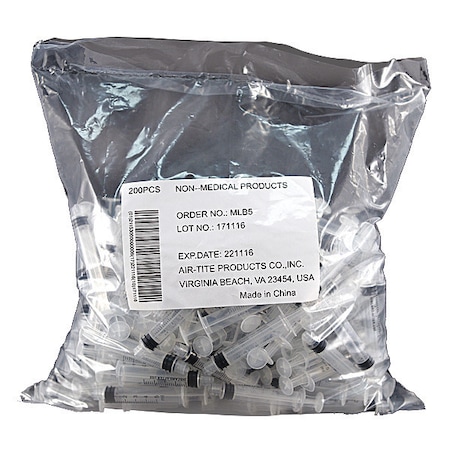 Air-Tite Syringe, Bulk, 5mL Luer Lock, PK200 MLB5