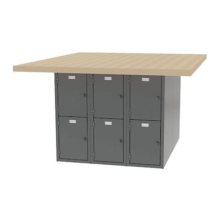 Greene Manufacturing Student Bench, 12 Lockers, 18"Wx10"Hx21"D, 54" W, 33-1/2" Height CBL-5464-12A.S