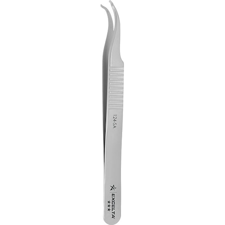 Excelta Tweezers, SS, 4 1/4" L, Curved, Cylindrical 124-SA