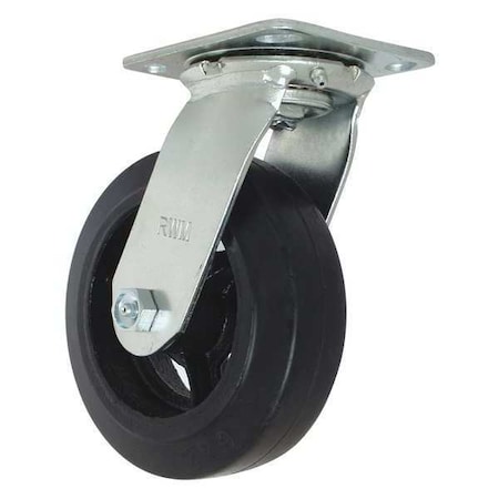 RWM Swivel, w/6x2" Rubber on Iron Wheel 45-RIR-0620-S