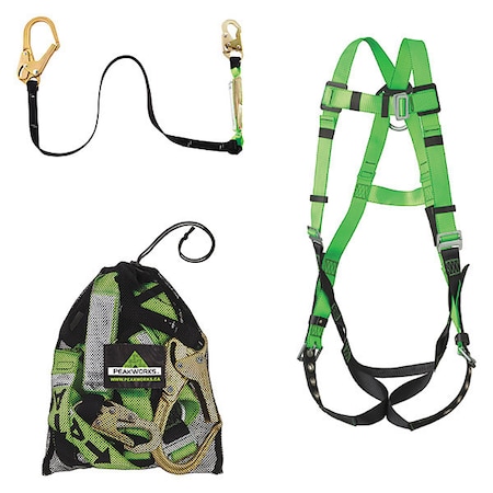 Peakworks Single Leg Contractor Kit, Includes Safety Harness V8002200, Lanyard V8104326, Storage Bag V86001 V8252316